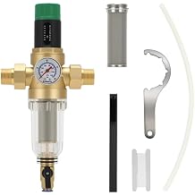 Spin Down Sediment Filter with Pressure Reducer and Pressure Gauge, 50/100 Micron Precision, 3/4"NPT