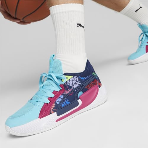 PUMA Puma Unisex-Adult Court Rider Chaos Fresh Basketball Shoe, Persian Blue-Pinktastic-Strawberry Burst-Pro Green-Team Aqua, 11 UK