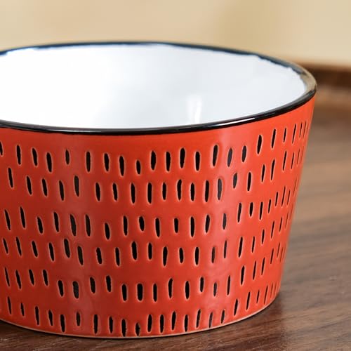Image of Nestasia Ceramic Snack Bowl Set of 4 (400ml Each) - BPA-Free, Food Safe Bowl Set for Serving Soup, Rice, Dal, & Salad | Colourful Textured Bowls with Glossy Finish - Ideal for Gifting