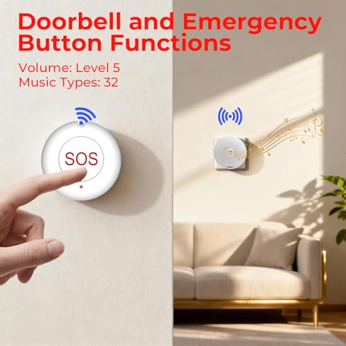 Hapippofa Caregiver Call Button Wireless Call Button for Elderly at Home,WiFi Panic Button,Life Alert Systems for Seniors No Monthly Fee (whiter1) — view 5
