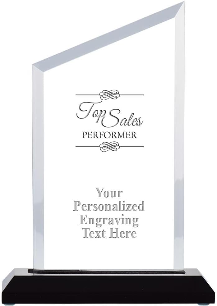 Crown Awards Personalized Acrylic Trophy, 8" Engraved Incline Slant Acrylic Award