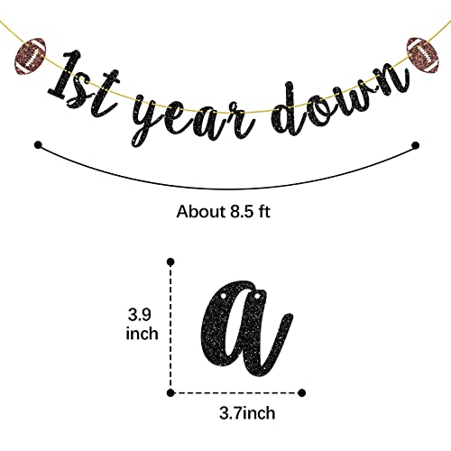 Helewilk Black Glitter 1St Year Down Banner, Football Bunting Decor For Boys Girls 1St Birthday / Baby Shower Party Decoration, Sports Theme One Year Birthday Party Garland, Sports Theme One Year Birthday Party #TOP1
