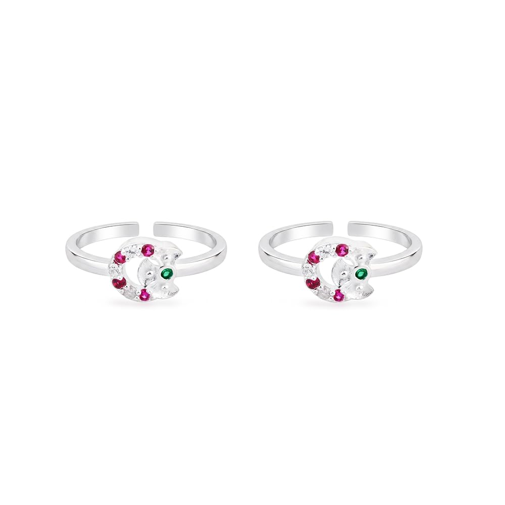 Pure 925 Silver Crescent Moon Toe Rings for Women-image-42