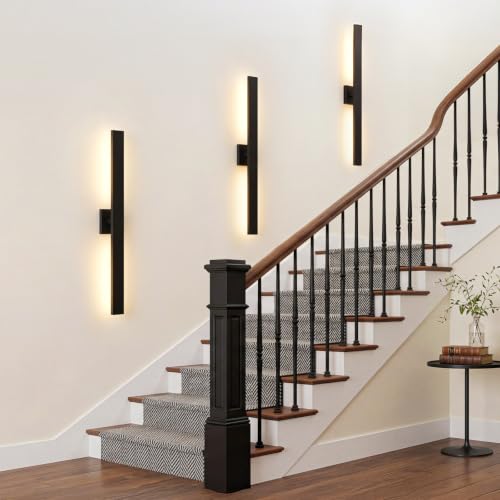 Image of Aluminum 32 Inch Modern Wall Sconces Set of 2 LED 26W Black Sconce
