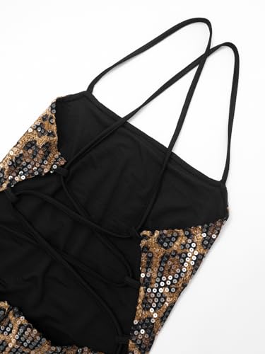 Image of Women's Sequin Bodycon Mini Dress Sparkly Dress Sexy Criss Cross Open Back Short Dress