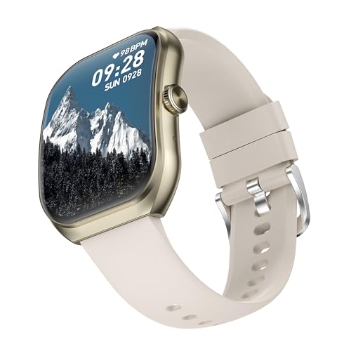 Image of TIMEX Smart Progen 1.95 inch (4.95 cm) Curved AMOLED Display with Functional Crown and BT Calling Smartwatch for Unisex - TWTXW801T, Beige