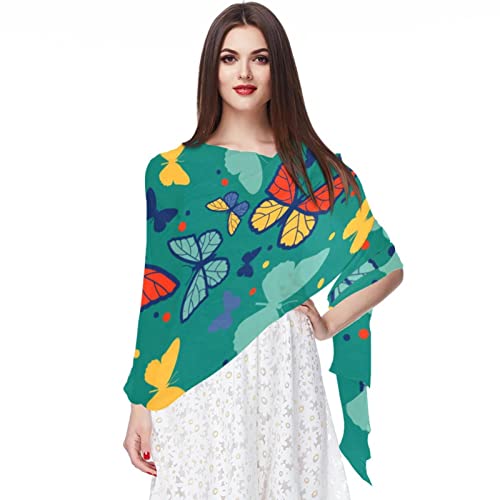 Foulard papillon coloré mousseline de soie femme long hijab fin accessoire plage