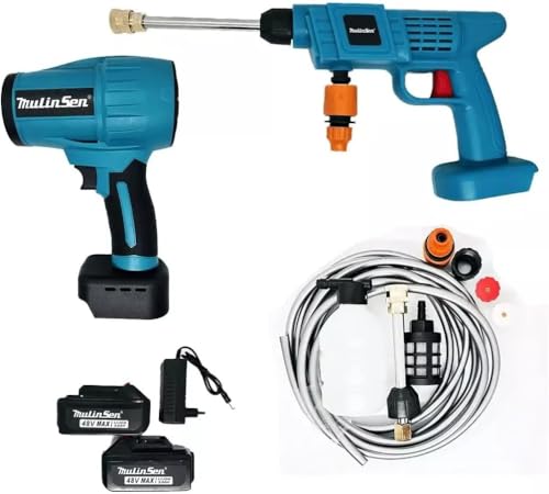 21 SHOP® Kit Lavaggio Idropulitrice a Batteria con Mini Soffiatore Incluso, Portatile, 2 Batterie 48V Intercambiabili per Pulizia Versatile e Senza Fili