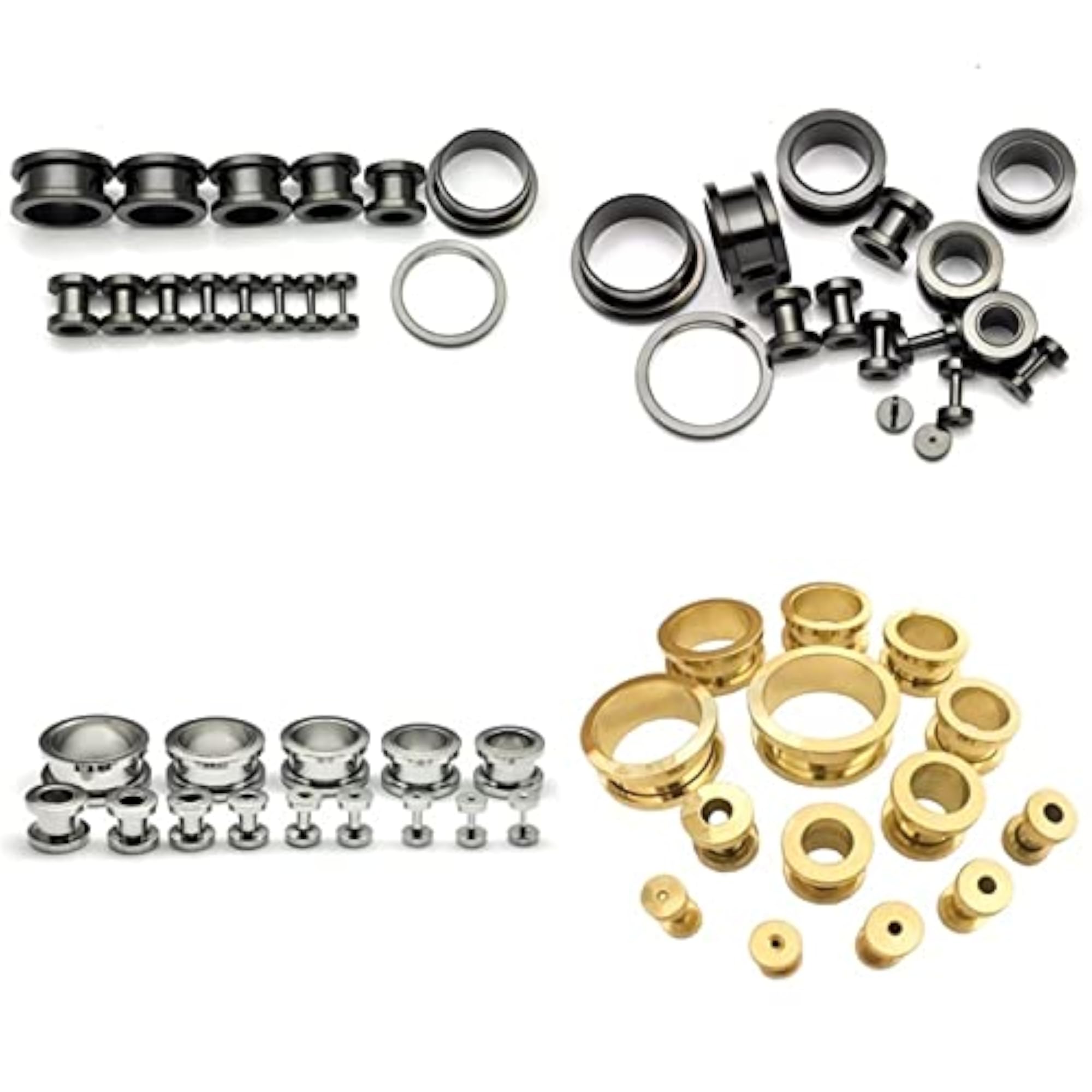 Gold Titanium Steel Hollow Ear Expander Earrings, 3mm