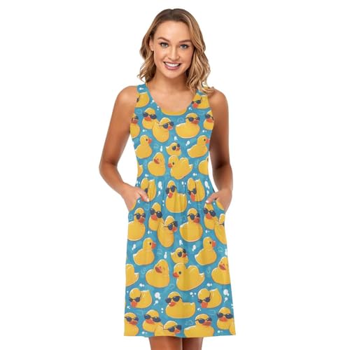 Image of ALAZA Women's Summer Dress Sun Dress Sleeveless with Pockets