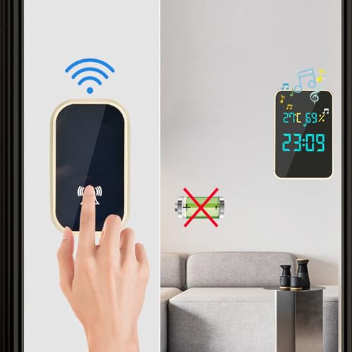 Campainha Sem Fio Com Alimentação Própria,38 Toques Campainha Eletrônica Com Volume4 Níveis Com Exib