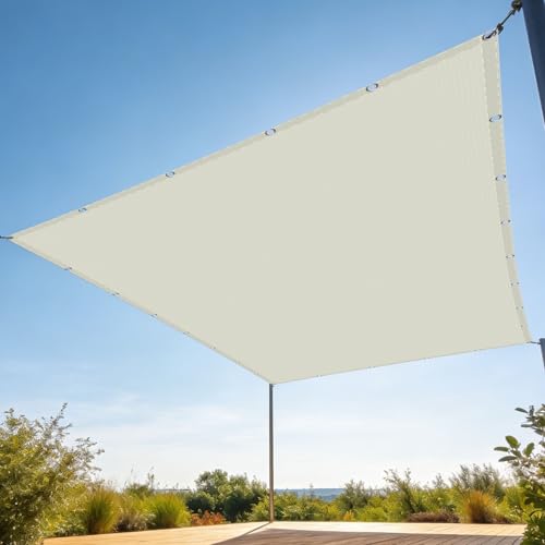 Voiles ombrages rectangulaire imperméable 3 x 5 m blanc cassé avec oeillets