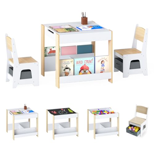 GOPLUS Mesa y Sillas para Niños 4 en 1