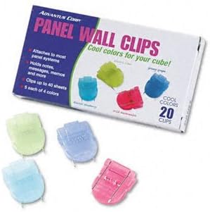 Advantus Wall Clips for Fabric Panels CLIP,WALL,COOL,AST,20/BX Q6460A (Pack of6)