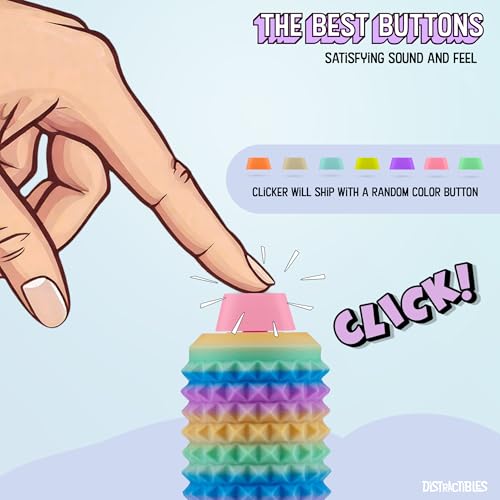 Image of Sensory Roller Fidget Toy with Clicker, Tactile Spikes for Anxiety, Stress Relief, Pain Stim, Autism & Over Stimulation with Lanyard (Rainbow)