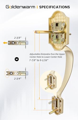 Image of Goldenwarm Front Door Handle, Gold Exterior Door Handles Single Cylinder Front Door Handle Only, Entry Door Handles