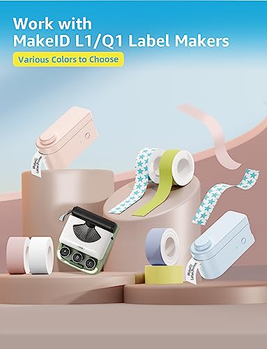MakeID Label Maker Tape - Self-Adhesive Sticker Label Tape Refill Compatible with MakeID L1 Q1 Label Machine - Waterproof 6-Layer Laminated Film - Thumbnail 2