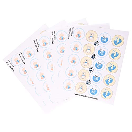 Say Hey to Art - It's A Boy Round Vinyl Stickers for Scrap Booking (Pack of 100, 2 Inches, Multi Blue) / Ideal for Decorative Baby Shower Gift hampers