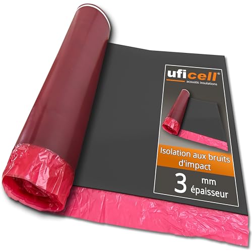 Isolation acoustique par impact stratifiée uficell® Multisound Aquastop 3 mm d'épaisseur avec film PE/pare-vapeur - TOP pour chauffage au sol (épaisseur: 3 mm, 1 rouleau | 15 m²)