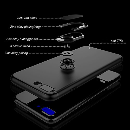Iphone 7P Case / Iphone 7 Plus/ Iphone 8 Plus Case With 360 Rotating Ring Grip Holder Kickstand Function Magnetic Base, Ultra Slim Thin Hard Scrub Cover With Shockproof Protective For Soft Tpu Iphone #TOP3