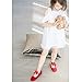 Kiderence Little Toddler Girls Dress Shoes Ballerina Ballet Flats Kids Red Mary Janes Size 11