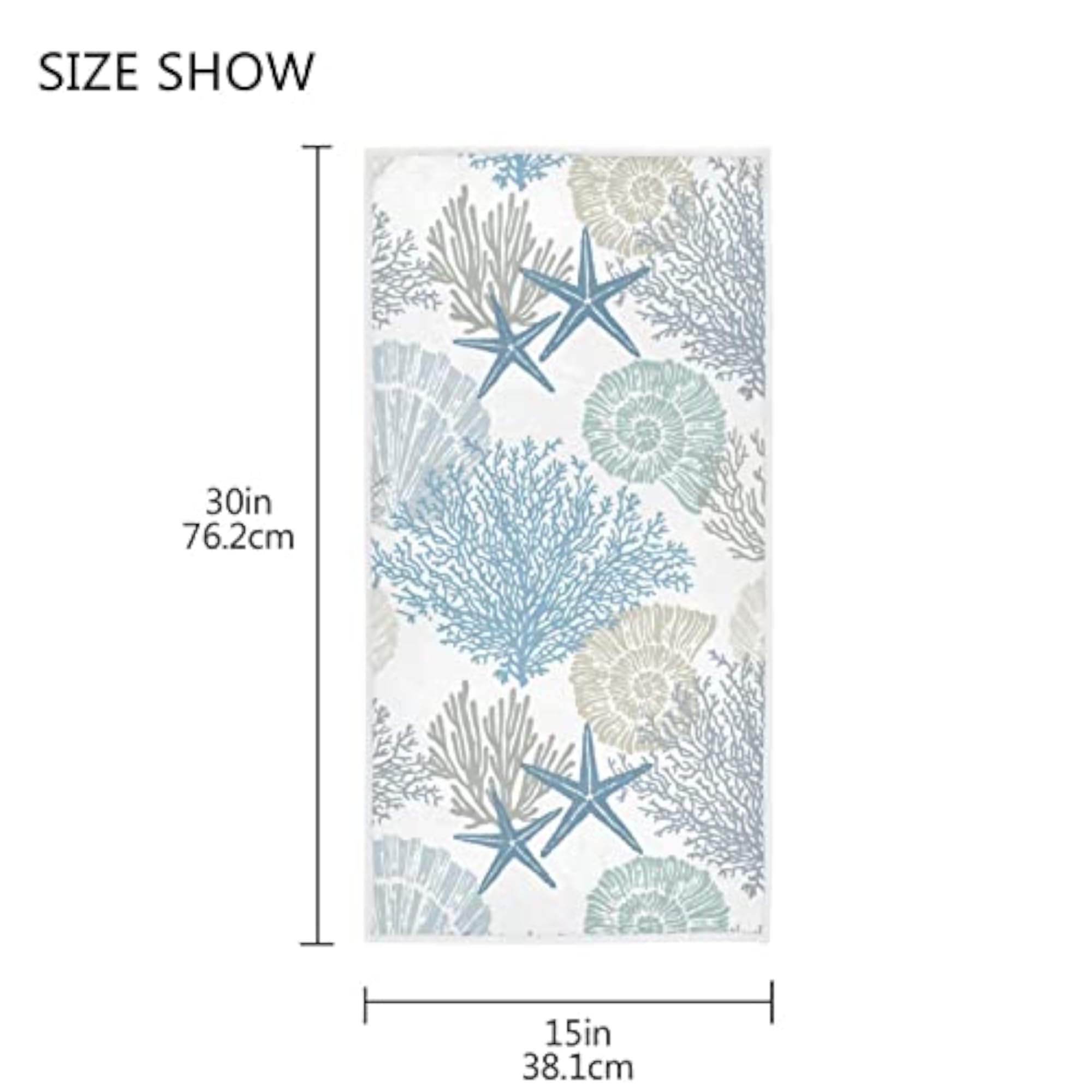 Cotton Face Towel with Ocean Seastar Design, 30x15 inch