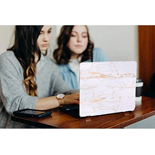 Image of Skin Poster - White and Golden Marble Matte Laptop Skin Protector Sticker for Dell, HP, Lenovo, Toshiba, Acer, ASUS and for All Models Up 11.6 inch -15.6 inch Inch