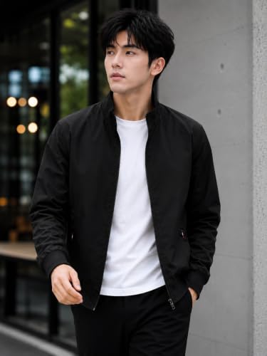 Image of TAGAS Men's Regular Jacket Fit For Casual Wear || Low-Cut Standing Collar || Men's Track Jackets | Stylish Jacket For Men ||Regular Fit Zip-Up Casual jacket|| bomber jacket for men
