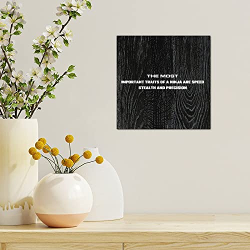 Tollyee Wooden Printed Sign With Saying The Most Important Traits Of A Ninja Wood Plaque Sign Wall Hanging Motivational Gift Quote Wood Sign For Home Cabin Front Door Outdoor Decoration 8"X8" #TOP1