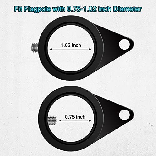 Flag Pole Rings, Aluminum Alloy Flagpole Rings 360° Rotating Anti Wrap Flag Mounting Ring, Spinning Flag Pole Clips with Carabiner for 0.75-1.02 Inch Diameter- Pack of 2 (Black) - Thumbnail 4