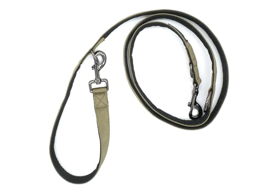 LIEBHUND ComfortLine mit Mesh Gewebe 2m, 2,5cm Hundeleine verstellbar in olivgrün für mittelgroße bis große Hunde - Premium Leine Führleine