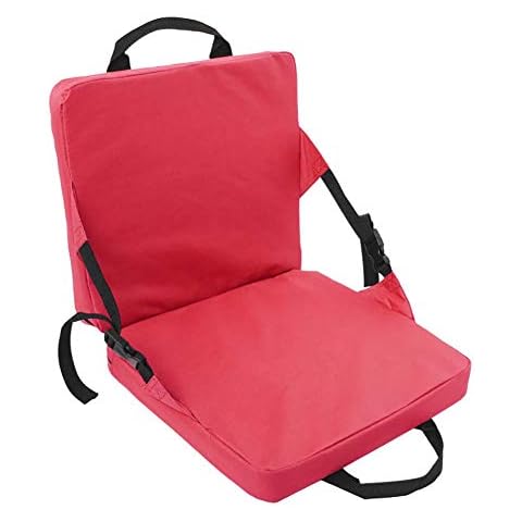 Douup Folding Stadium Seat, 15 inch Portable Cushion Chair, Adjustable Padded Seat, Lightweight, Thick Back for Superior Comfort,Red Cover