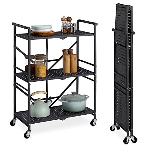 Navaris Folding Metal Trolley with Wheels Cover
