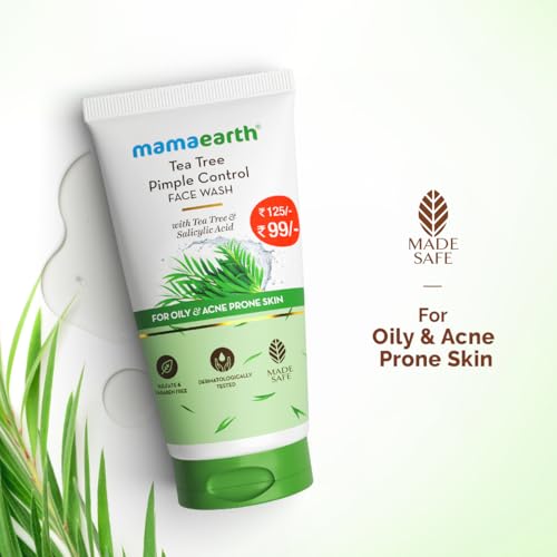 Image of Mamaearth Tea Tree Pimple Control, Anti Acne Face Wash with Tea Tree & Salicylic for Oily & Acne-Prone Skin - 50 ml | Controls Oil to Prevent Pimples | Made Safe