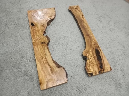 Live Edge Olive Wood Slab Set in 2 Pieces
