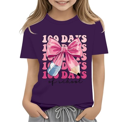 100 Days of School Shirts Boys Girls Kids Toddler Short Sleeve Crew Neck Tee Summer Celebration Graphic T-Shirt Top2