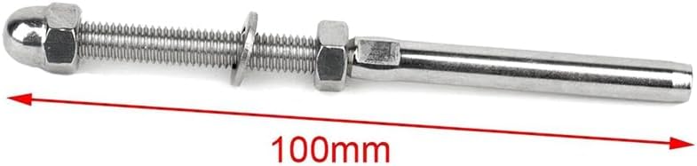 50 Pcs Stainless Steel Handrail Railing Cable Tensioner Threaded Stud End Fitting For 1/8 Inch Cable Wire (50 Pack) - (Color: Silver)