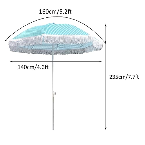 Sombrilla de playa al aire libre azul con borlas para piscina, jardín y terraza de cafetería 4