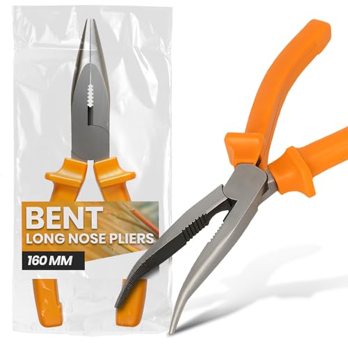 Instalguru Pinza Punta Curva 160 mm Pinza Lunga A Becchi Tondi Taglio Acciaio Cr-V Impugnatura Ergonomica Utensile Manuale Elettricista Officina Riparazione Fai Da Te