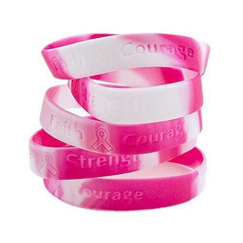 Ifavor123 Pink Ribbon Camouflage Breast Cancer Awareness Bracelets - 48 Pack