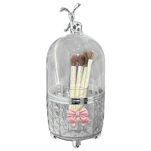 Support rotatif à 360° pour pinceaux de maquillage - Organiseur transparent rotatif à 360° - Étanche - 6 compartiments - Rangement d'outils cosmétiques pour salle de bain et soins de la peau