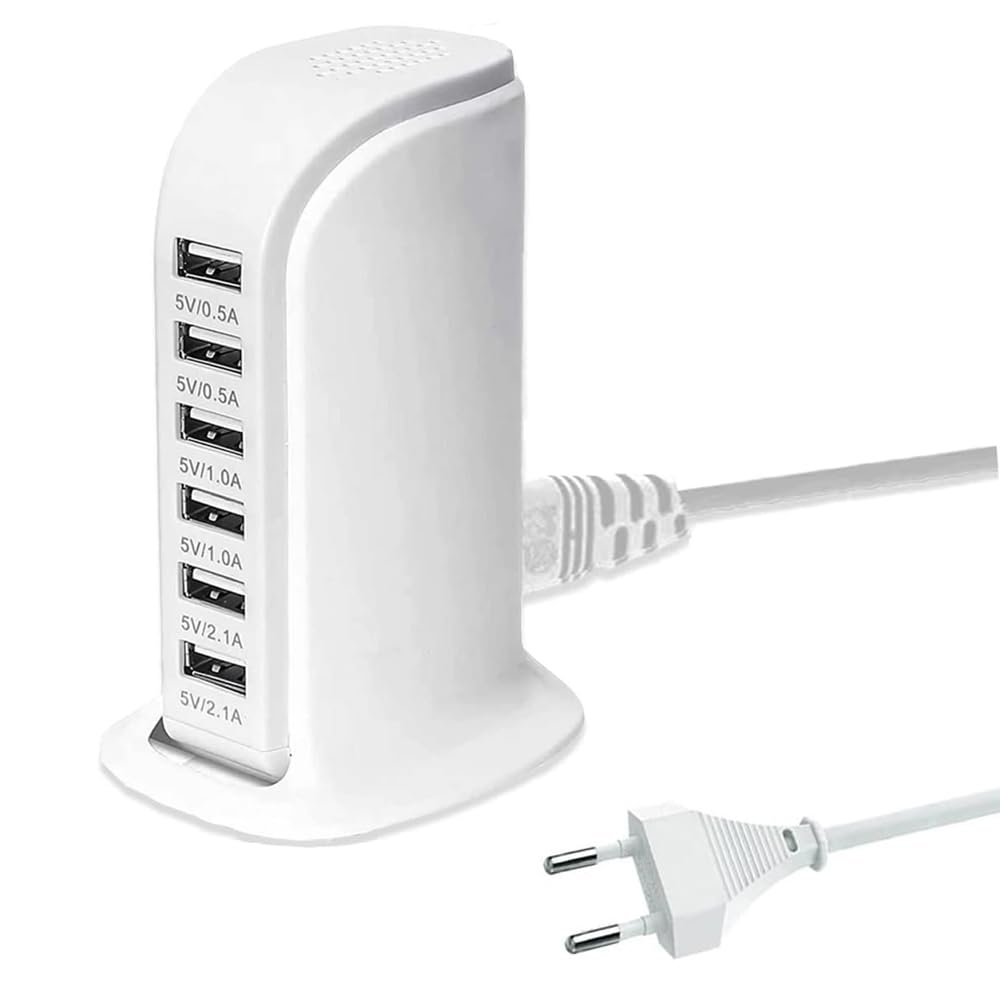 Stazione di ricarica USB SCCVEE, spina per caricabatterie a 6 porte