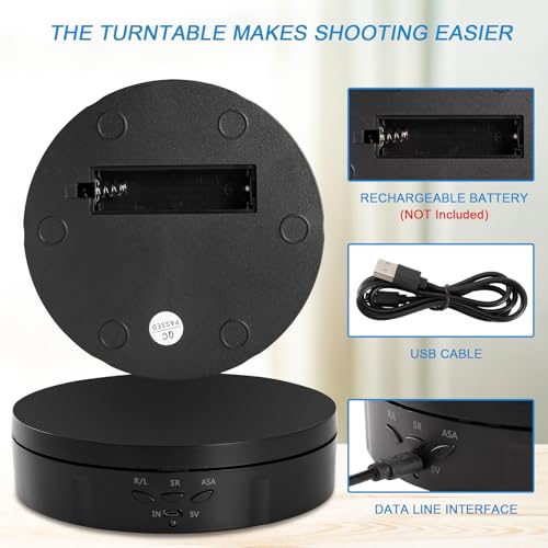 Image of 5.74' Motorized Rotating Display Stand for Jewelry, 360 Degree Electronic Turntable Display Stand with USB Charging Port for Photography Products, 3D Model, Cake