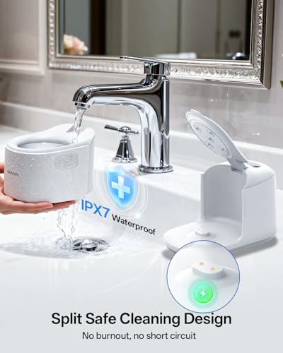 Image of 30W Ultrasonic Retainer Cleaner Machine,IPX7 Waterproof Dental Cleaning Pod,45kHz Denture Dome With UV Light,3 Modes, Digital Timer for Night Guard, Mouth Guard, Braces with 230ml Tank