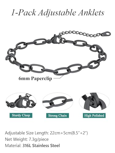 Image of FaithHeart Waterproof Ankle Bracelets for Women, 1 /2 /3Pcs Non Tarnish Stainless Steel Layered Anklet Set Paperclip Figaro Cuban Link Chain Dainty Summer Beach Jewelry Gift Adjustable Size