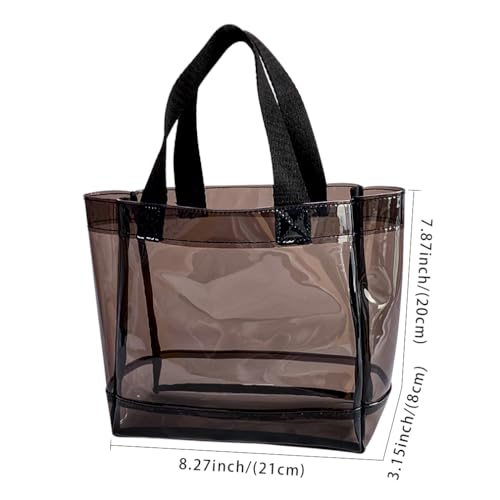 Clear 1Packs Small Tote Work Bag,Gift Wrap Handbag for Bridal and Birthday Party,Travel Makeup Pouch with Handle2