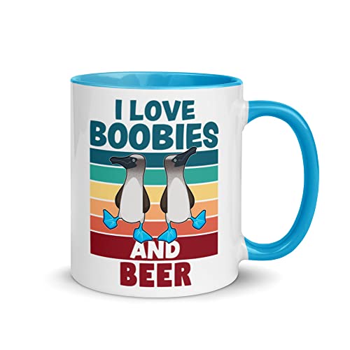 Funny Booby Bird Gift I Love Boobies and Beer Mug with Color Inside