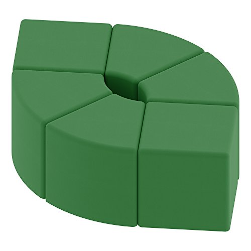 Image of Sprogs 12 inch H Structured Cube Stool -Flexible Modular Collaborative Soft Seating for Office, Home, Lounge and School Classrooms with Durable Frame & Set of 6 inch Legs Add-on -Green