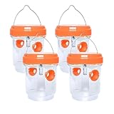 Paquete de 4 avispas solares reutilizables para exteriores, carpintero, abeja, fruta, mosca, amarillo, avispón asesino para jardín, eficaz con luz, fácil instalación, solución de control al aire libre