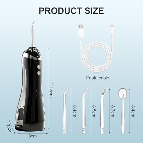 ONGNIUU Irrigador Dental Portátil, 200ML Irrigador Bucal Inalámbrico con 4 Boquillas y 3 Modos, IPX7 Impermeable y Sin BPA, USB-C Recargable,Water Flosser para Viajes y Hogar - imagen 2